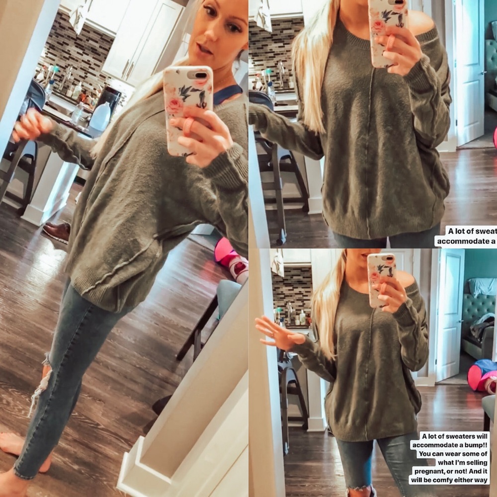 Army green sweater